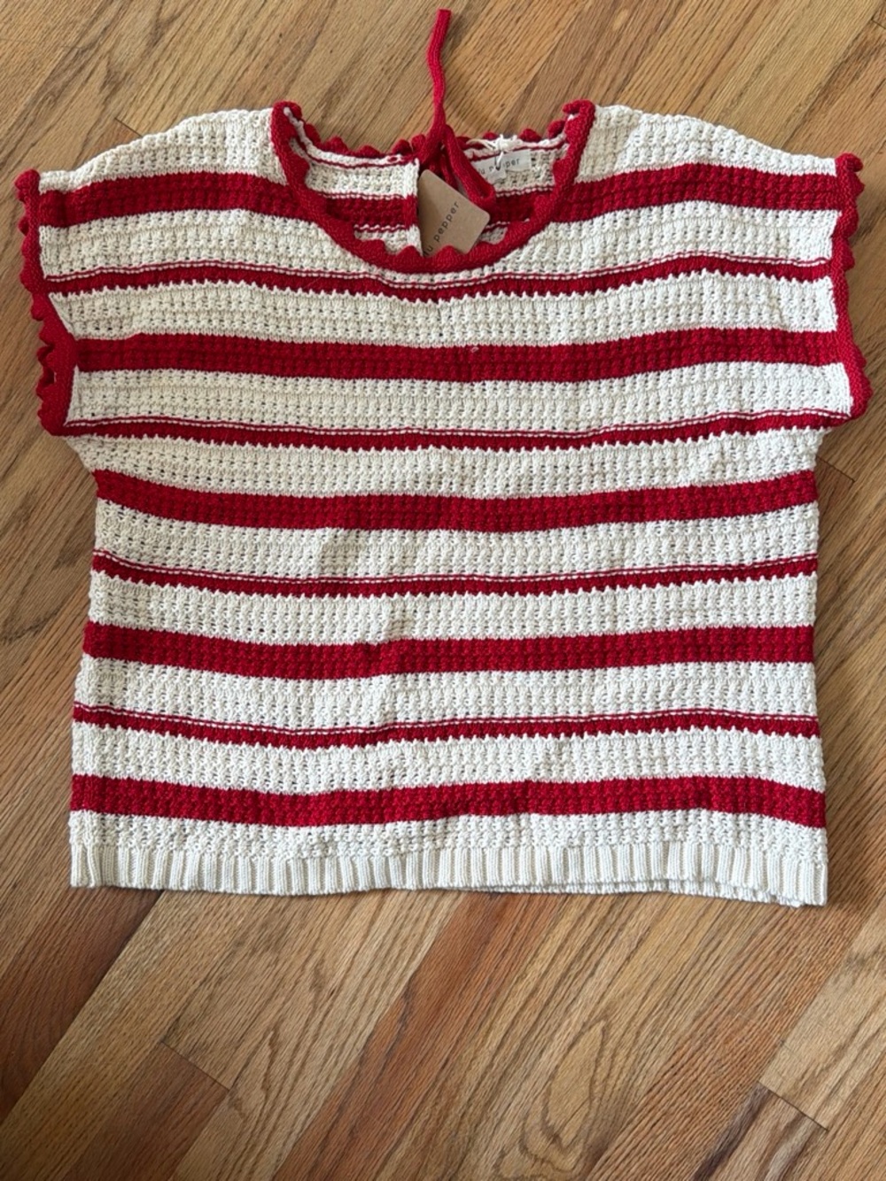 Blu Pepper Red & cream Striped Knit sweater